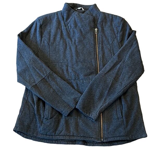 Garnet Hill Grey Asymmetrical Quilted Jacket Size 10/M - Picture 2 of 9